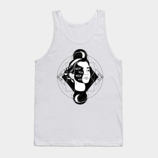 White and Grey Gothic Girl Tank Top